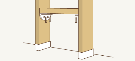 2 用意した棚板を先ほど設置した棚受けの上に載せ、付属のねじで留め付ける。