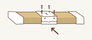 4 木材を裏返し、両端にディアウォールをはめて、 2・3と同様に正面を留め付け。